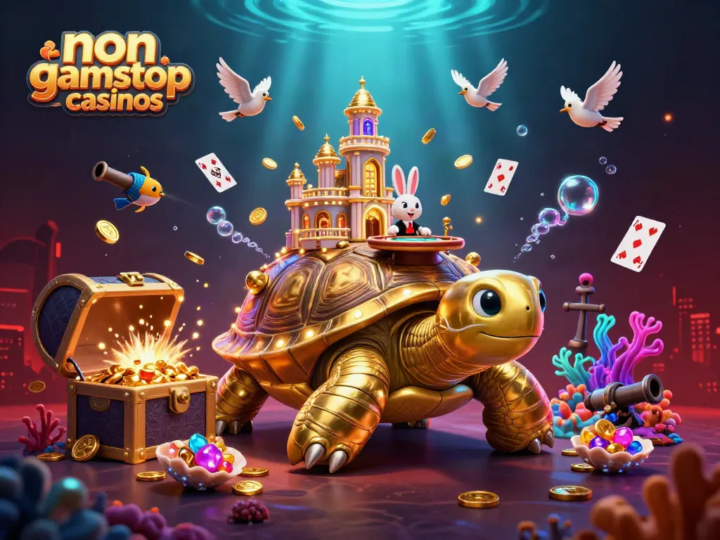 Experience the thrill of non gamstop casinos with a golden tortoise casino scene full of action and excitement.
