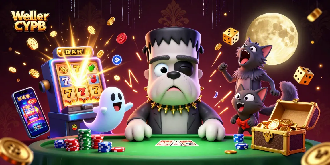 Weller CYPB showcases a thrilling card game with a bulldog dealer, surrounded by vibrant casino action.