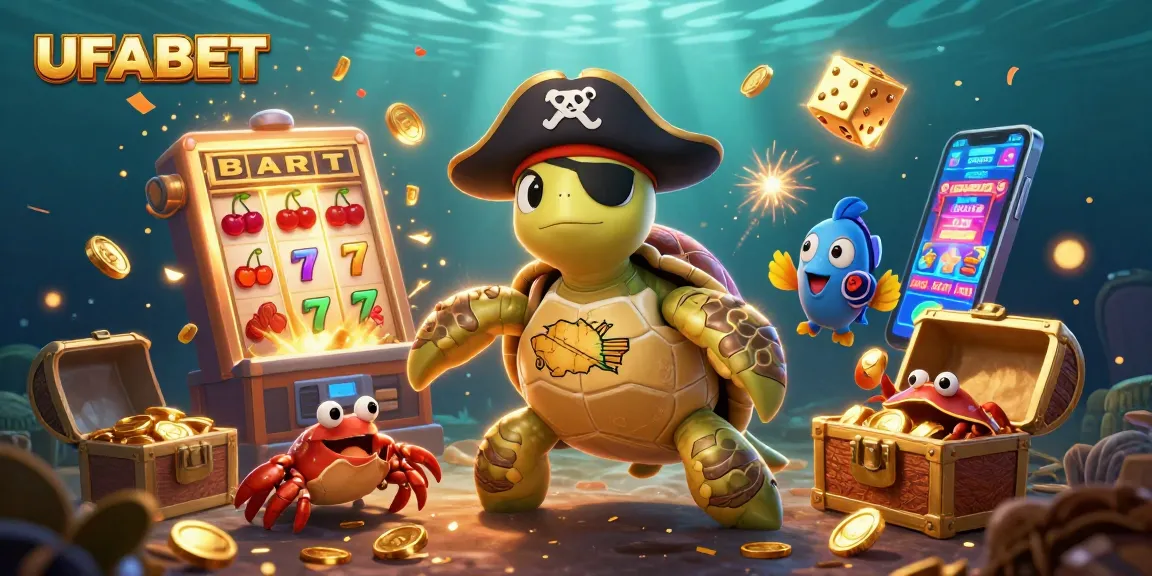 Join the excitement at UFABET with a vibrant 3D illustration featuring dynamic gaming elements and characters.