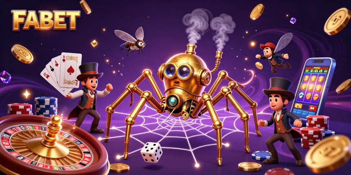 Spin with FABET's enchanting steampunk web amidst dazzling casino treasures.