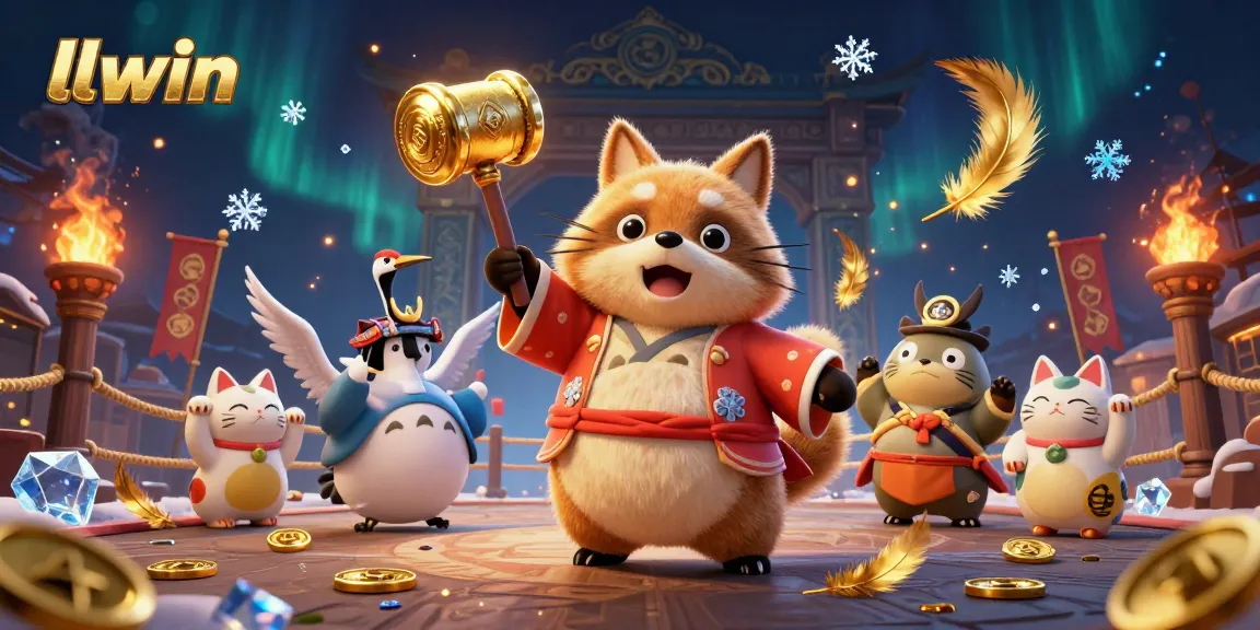 Engage in thrilling gameplay at llwin with the cheerful tanuki, samurai crane, and waving maneki-neko.