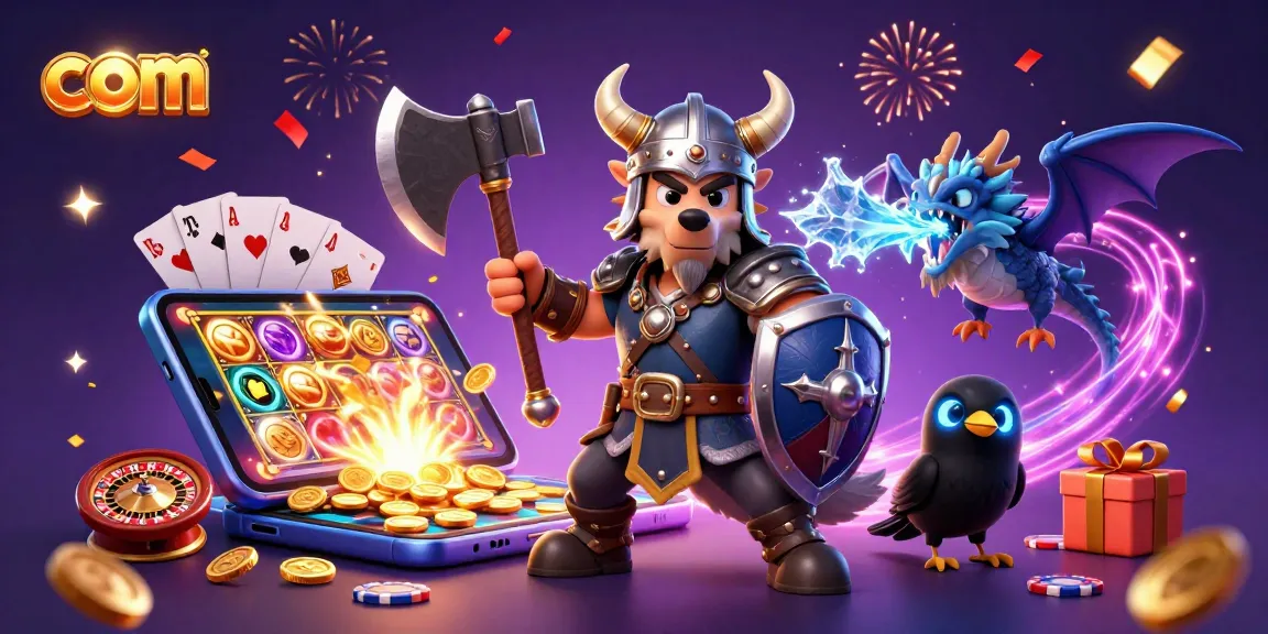 Engage in casino excitement with com, featuring a Viking wolf warrior, dragon, and slot games.