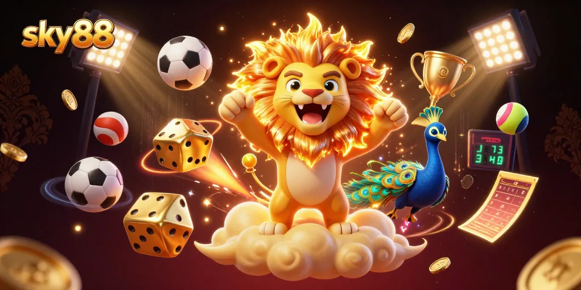 Engage in winning with sky88, showcasing dynamic sports action and thrilling casino elements in vivid detail.