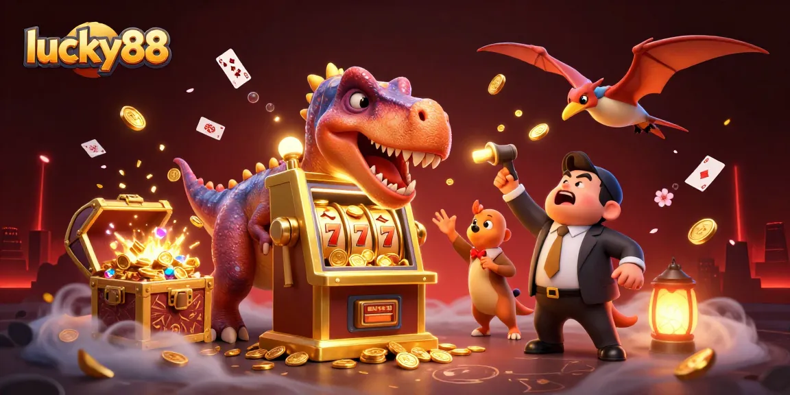 Experience the excitement of lucky88 as a pachycephalosaurus triggers a jackpot win at a vibrant casino scene.