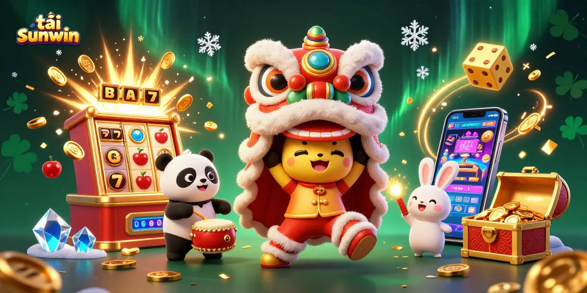 Experience excitement with tải sunwin as you join a vibrant casino scene bursting with rewards and festive characters.